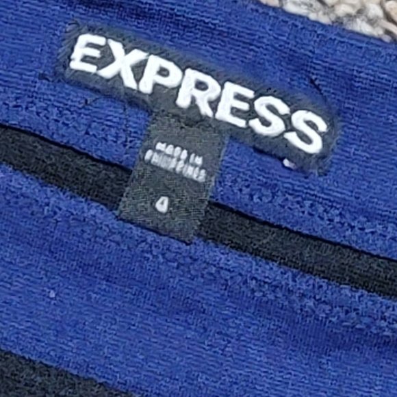 EXPRESS Black Blue Teal Short Stretch Skirt Size 4 - Picture 10 of 15